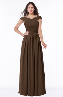 ColsBM Wendy Chocolate Brown Classic A-line Off-the-Shoulder Sleeveless Zip up Floor Length Plus Size Bridesmaid Dresses