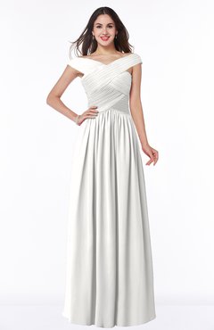 ColsBM Wendy Cloud White Classic A-line Off-the-Shoulder Sleeveless Zip up Floor Length Plus Size Bridesmaid Dresses