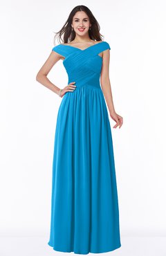 ColsBM Wendy Cornflower Blue Classic A-line Off-the-Shoulder Sleeveless Zip up Floor Length Plus Size Bridesmaid Dresses