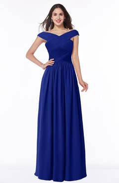 ColsBM Wendy Electric Blue Classic A-line Off-the-Shoulder Sleeveless Zip up Floor Length Plus Size Bridesmaid Dresses