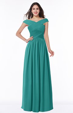 ColsBM Wendy Emerald Green Classic A-line Off-the-Shoulder Sleeveless Zip up Floor Length Plus Size Bridesmaid Dresses