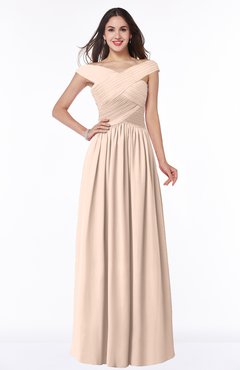 ColsBM Wendy Fresh Salmon Classic A-line Off-the-Shoulder Sleeveless Zip up Floor Length Plus Size Bridesmaid Dresses