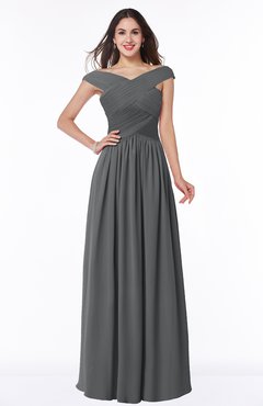 ColsBM Wendy Grey Classic A-line Off-the-Shoulder Sleeveless Zip up Floor Length Plus Size Bridesmaid Dresses