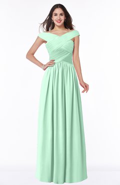ColsBM Wendy Honeydew Classic A-line Off-the-Shoulder Sleeveless Zip up Floor Length Plus Size Bridesmaid Dresses