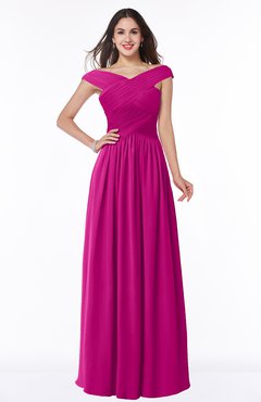 ColsBM Wendy Hot Pink Classic A-line Off-the-Shoulder Sleeveless Zip up Floor Length Plus Size Bridesmaid Dresses