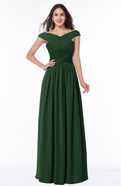 ColsBM Wendy Hunter Green Classic A-line Off-the-Shoulder Sleeveless Zip up Floor Length Plus Size Bridesmaid Dresses