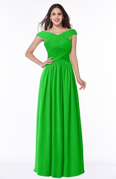 ColsBM Wendy Jasmine Green Classic A-line Off-the-Shoulder Sleeveless Zip up Floor Length Plus Size Bridesmaid Dresses