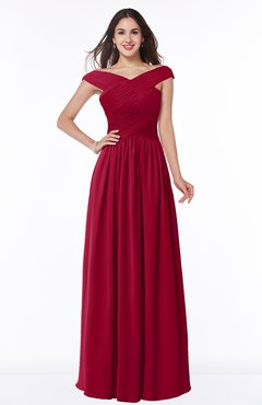 ColsBM Wendy Maroon Classic A-line Off-the-Shoulder Sleeveless Zip up Floor Length Plus Size Bridesmaid Dresses