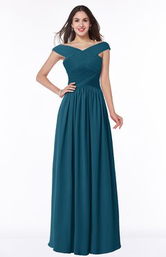 ColsBM Wendy Moroccan Blue Classic A-line Off-the-Shoulder Sleeveless Zip up Floor Length Plus Size Bridesmaid Dresses