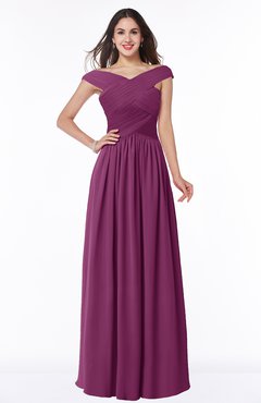 ColsBM Wendy Raspberry Classic A-line Off-the-Shoulder Sleeveless Zip up Floor Length Plus Size Bridesmaid Dresses