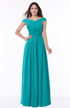 ColsBM Wendy Teal Classic A-line Off-the-Shoulder Sleeveless Zip up Floor Length Plus Size Bridesmaid Dresses