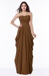 ColsBM Wren Brown Informal Sleeveless Half Backless Chiffon Floor Length Plus Size Bridesmaid Dresses