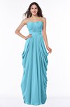 ColsBM Wren Light Blue Informal Sleeveless Half Backless Chiffon Floor Length Plus Size Bridesmaid Dresses