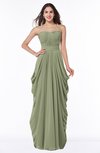 ColsBM Wren Moss Green Informal Sleeveless Half Backless Chiffon Floor Length Plus Size Bridesmaid Dresses