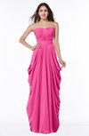 ColsBM Wren Rose Pink Informal Sleeveless Half Backless Chiffon Floor Length Plus Size Bridesmaid Dresses