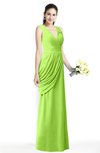 ColsBM Nora Bright Green Elegant A-line V-neck Sleeveless Zip up Sash Plus Size Bridesmaid Dresses
