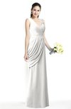 ColsBM Nora Cloud White Elegant A-line V-neck Sleeveless Zip up Sash Plus Size Bridesmaid Dresses