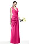 ColsBM Nora Fandango Pink Elegant A-line V-neck Sleeveless Zip up Sash Plus Size Bridesmaid Dresses
