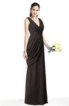 ColsBM Nora Fudge Brown Elegant A-line V-neck Sleeveless Zip up Sash Plus Size Bridesmaid Dresses