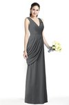 ColsBM Nora Grey Elegant A-line V-neck Sleeveless Zip up Sash Plus Size Bridesmaid Dresses