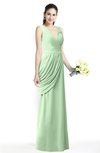 ColsBM Nora Light Green Elegant A-line V-neck Sleeveless Zip up Sash Plus Size Bridesmaid Dresses