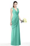 ColsBM Nora Mint Green Elegant A-line V-neck Sleeveless Zip up Sash Plus Size Bridesmaid Dresses