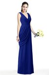 ColsBM Nora Nautical Blue Elegant A-line V-neck Sleeveless Zip up Sash Plus Size Bridesmaid Dresses