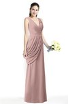 ColsBM Nora Nectar Pink Elegant A-line V-neck Sleeveless Zip up Sash Plus Size Bridesmaid Dresses