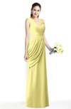 ColsBM Nora Pastel Yellow Elegant A-line V-neck Sleeveless Zip up Sash Plus Size Bridesmaid Dresses
