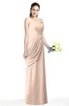 ColsBM Nora Peach Puree Elegant A-line V-neck Sleeveless Zip up Sash Plus Size Bridesmaid Dresses