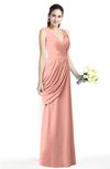 ColsBM Nora Peach Elegant A-line V-neck Sleeveless Zip up Sash Plus Size Bridesmaid Dresses