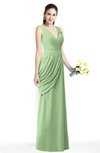 ColsBM Nora Sage Green Elegant A-line V-neck Sleeveless Zip up Sash Plus Size Bridesmaid Dresses