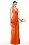 ColsBM Nora Tangerine Elegant A-line V-neck Sleeveless Zip up Sash Plus Size Bridesmaid Dresses