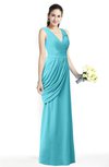 ColsBM Nora Turquoise Elegant A-line V-neck Sleeveless Zip up Sash Plus Size Bridesmaid Dresses