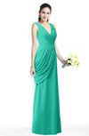 ColsBM Nora Viridian Green Elegant A-line V-neck Sleeveless Zip up Sash Plus Size Bridesmaid Dresses