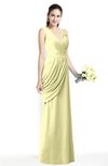 ColsBM Nora Wax Yellow Elegant A-line V-neck Sleeveless Zip up Sash Plus Size Bridesmaid Dresses