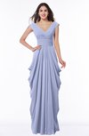 ColsBM Alice Blue Heron Mature V-neck Short Sleeve Chiffon Floor Length Plus Size Bridesmaid Dresses