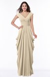 ColsBM Alice Champagne Mature V-neck Short Sleeve Chiffon Floor Length Plus Size Bridesmaid Dresses