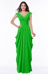 ColsBM Alice Classic Green Mature V-neck Short Sleeve Chiffon Floor Length Plus Size Bridesmaid Dresses