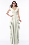 ColsBM Alice Cream Mature V-neck Short Sleeve Chiffon Floor Length Plus Size Bridesmaid Dresses