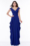 ColsBM Alice Electric Blue Mature V-neck Short Sleeve Chiffon Floor Length Plus Size Bridesmaid Dresses