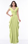 ColsBM Alice Lime Sherbet Mature V-neck Short Sleeve Chiffon Floor Length Plus Size Bridesmaid Dresses