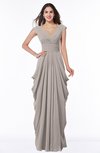 ColsBM Alice Mushroom Mature V-neck Short Sleeve Chiffon Floor Length Plus Size Bridesmaid Dresses