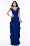 ColsBM Alice Sodalite Blue Mature V-neck Short Sleeve Chiffon Floor Length Plus Size Bridesmaid Dresses