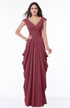 ColsBM Alice Wine Mature V-neck Short Sleeve Chiffon Floor Length Plus Size Bridesmaid Dresses