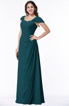 ColsBM Clare Blue Green Modest Sweetheart Short Sleeve Floor Length Pleated Plus Size Bridesmaid Dresses