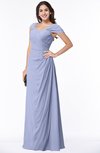 ColsBM Clare Blue Heron Modest Sweetheart Short Sleeve Floor Length Pleated Plus Size Bridesmaid Dresses