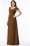 ColsBM Clare Brown Modest Sweetheart Short Sleeve Floor Length Pleated Plus Size Bridesmaid Dresses