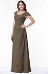 ColsBM Clare Carafe Brown Modest Sweetheart Short Sleeve Floor Length Pleated Plus Size Bridesmaid Dresses