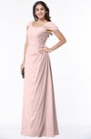 ColsBM Clare Pastel Pink Modest Sweetheart Short Sleeve Floor Length Pleated Plus Size Bridesmaid Dresses